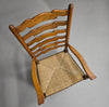 Set van 4 eikenhouten, rustieke, landelijke eetkamerstoelen met ladderrug en biezen zittingen uit de jaren 60