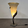 Large Jugendstil Floor / Table Lamps / Roberto Galli / Stone Base With Italian Glass Shade