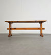 Scandinavische moderne massief grenenhouten banken en eettafel, jaren 70