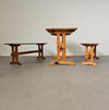 Scandinavische moderne massief grenenhouten banken en eettafel, jaren 70