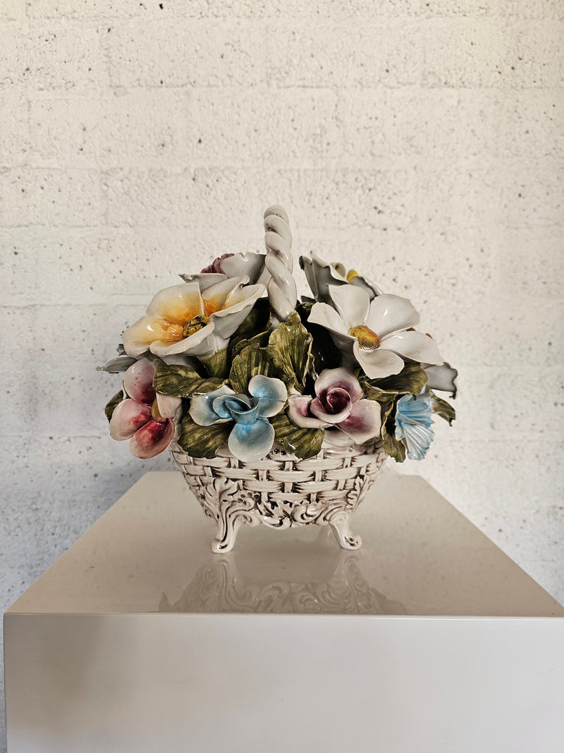 Bassano keramiek Mand met bloemen, Italië jaren 50