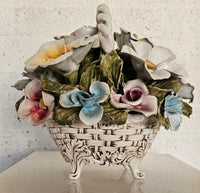 Bassano keramiek Mand met bloemen, Italië jaren 50