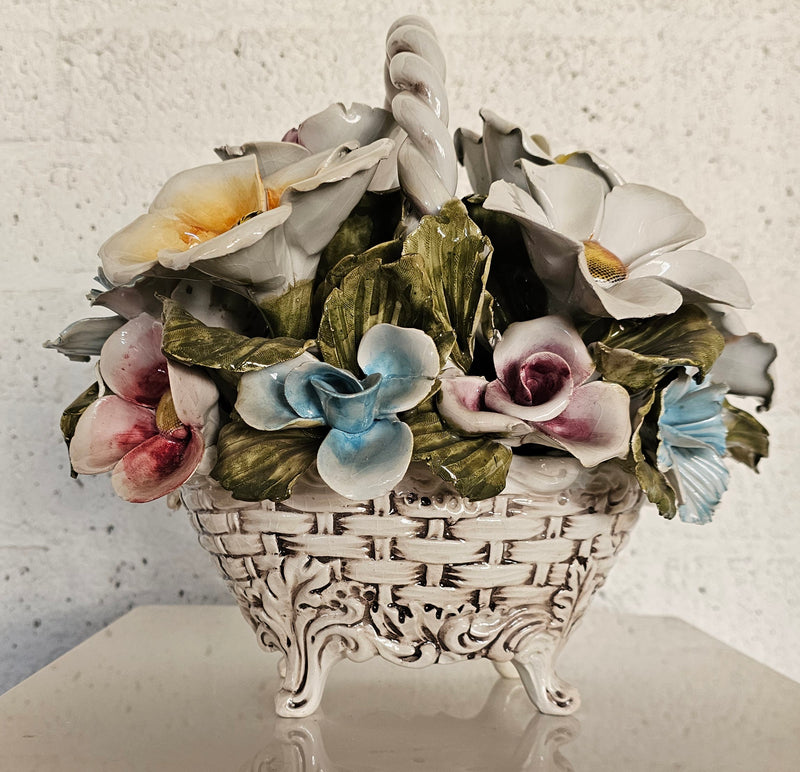 Bassano keramiek Mand met bloemen, Italië jaren 50