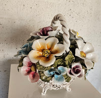 Bassano keramiek Mand met bloemen, Italië jaren 50