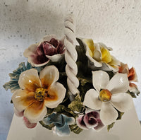 Bassano keramiek Mand met bloemen, Italië jaren 50