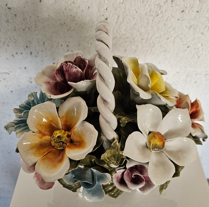 Bassano keramiek Mand met bloemen, Italië jaren 50