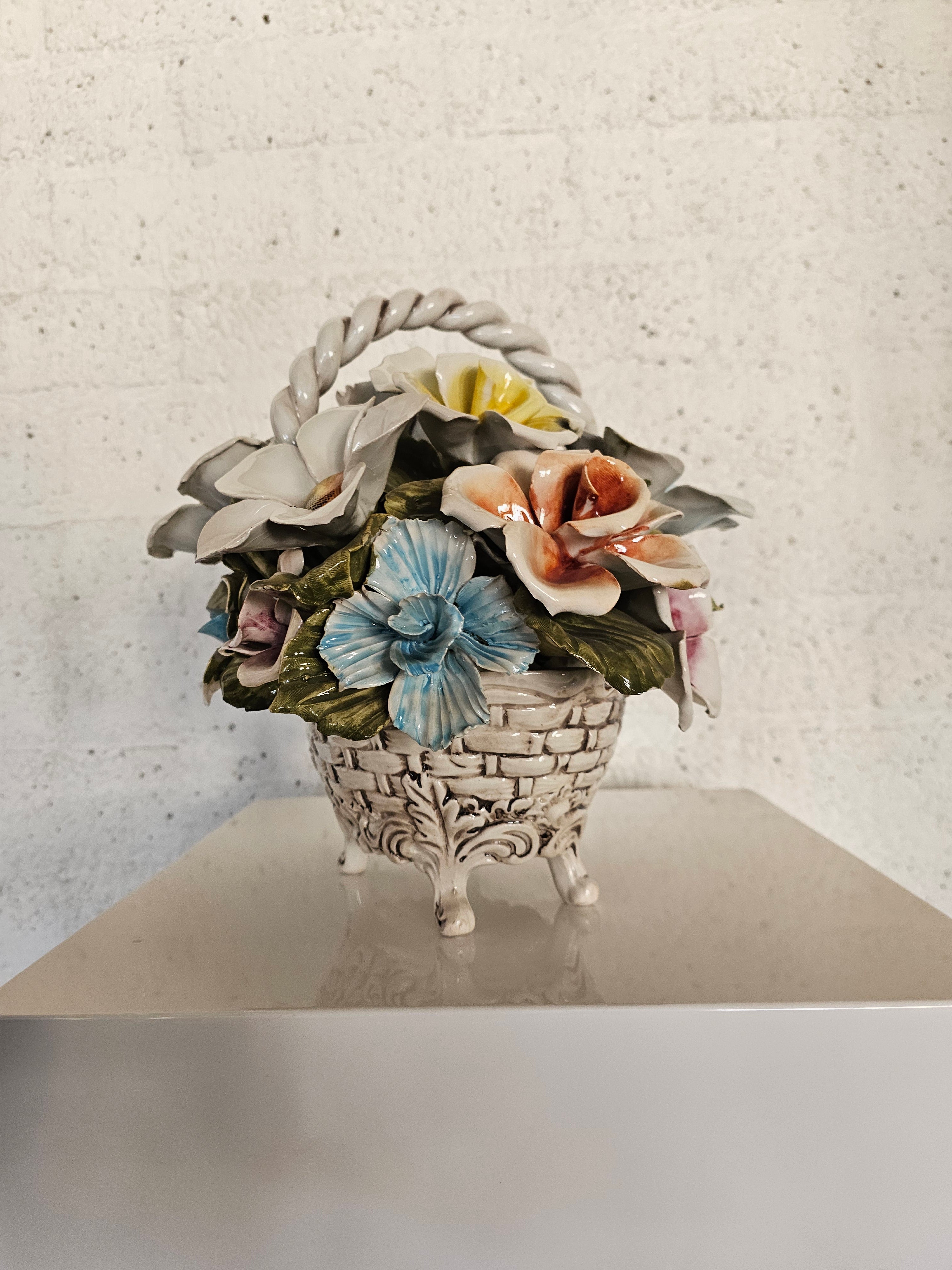 Bassano ceramics Basket with flowers, Italy 1950s – Logohuman