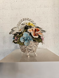 Bassano keramiek Mand met bloemen, Italië jaren 50