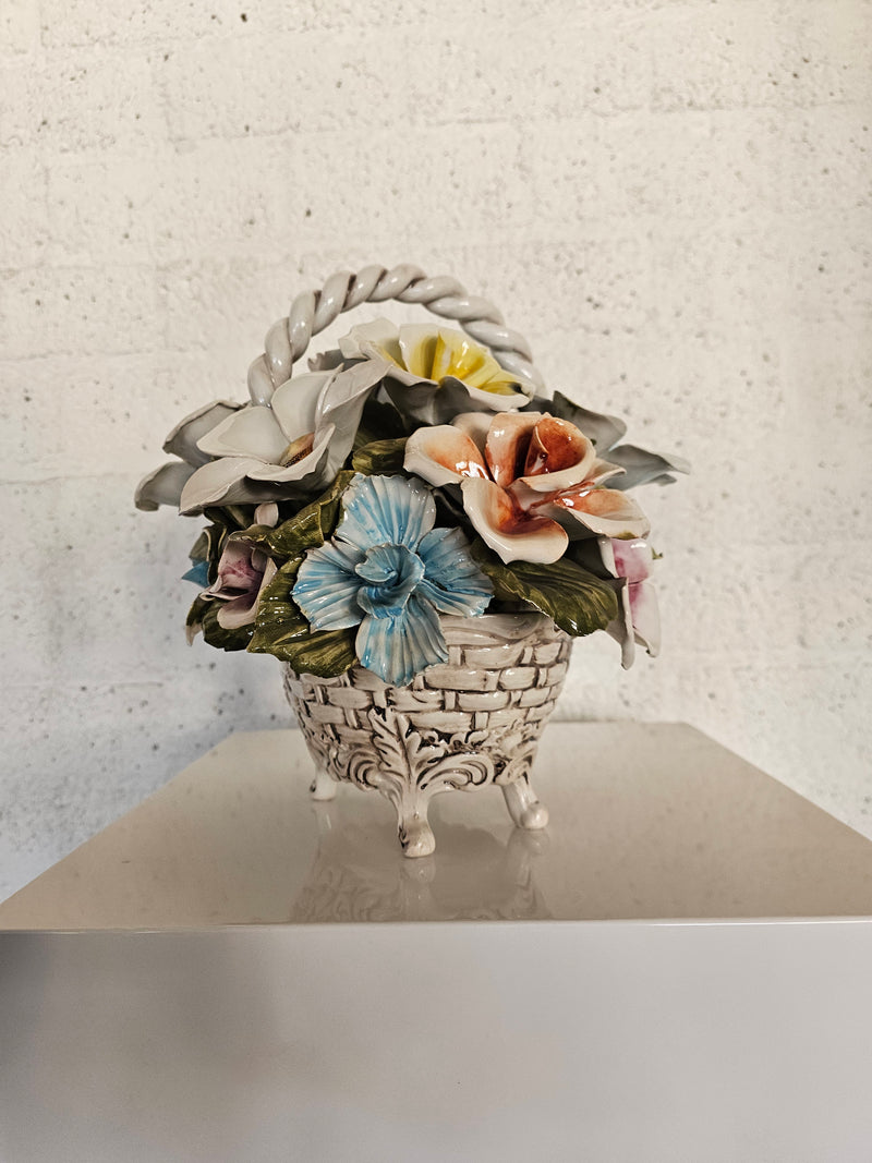 Bassano keramiek Mand met bloemen, Italië jaren 50