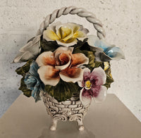 Bassano keramiek Mand met bloemen, Italië jaren 50