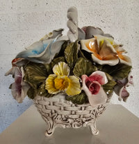 Bassano keramiek Mand met bloemen, Italië jaren 50