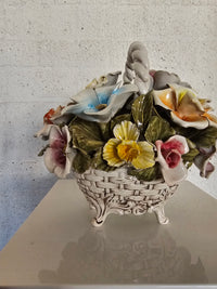 Bassano keramiek Mand met bloemen, Italië jaren 50
