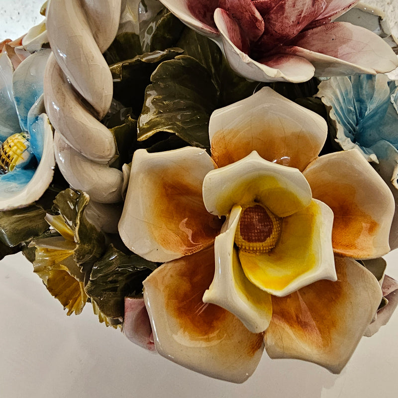 Bassano keramiek Mand met bloemen, Italië jaren 50