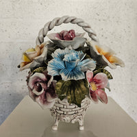 Bassano keramiek Mand met bloemen, Italië jaren 50