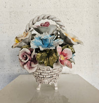 Bassano keramiek Mand met bloemen, Italië jaren 50
