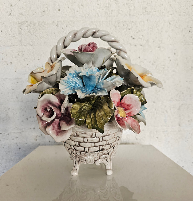 Bassano keramiek Mand met bloemen, Italië jaren 50