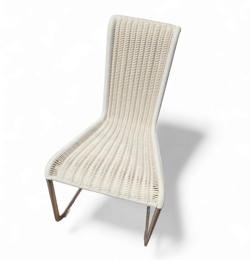 4 x B20 white Cane and Chrome Cantilever Dining Chairs by Axel Bruchhäuser / Tecta /1990s