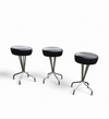 3 x stool / black top / chrome frame / 1970s