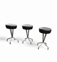 3 x stool / black top / chrome frame / 1970s