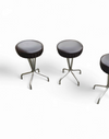 3 x stool / black top / chrome frame / 1970s