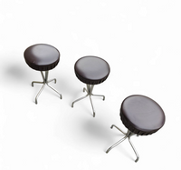 3 x stool / black top / chrome frame / 1970s
