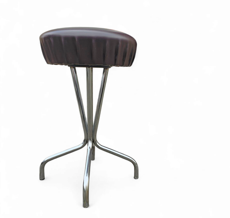 3 x stool / black top / chrome frame / 1970s