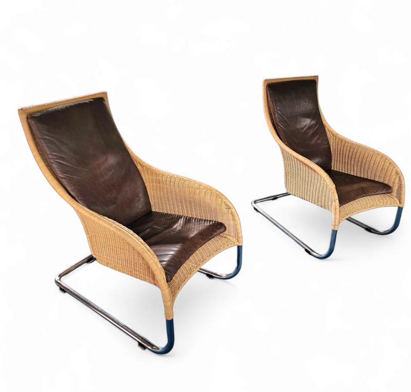 2 x Weighty rattan lounge chair 1990s