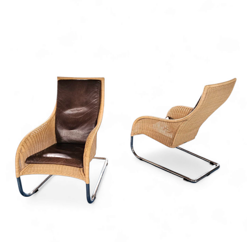 2 x Weighty rattan lounge chair 1990s