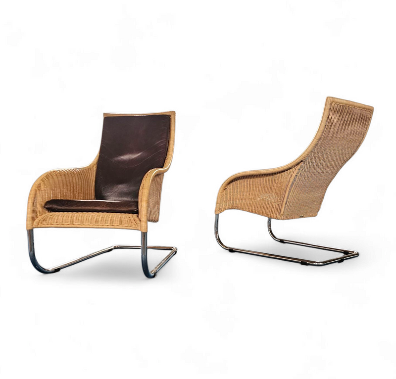 2 x Weighty rattan lounge chair 1990s