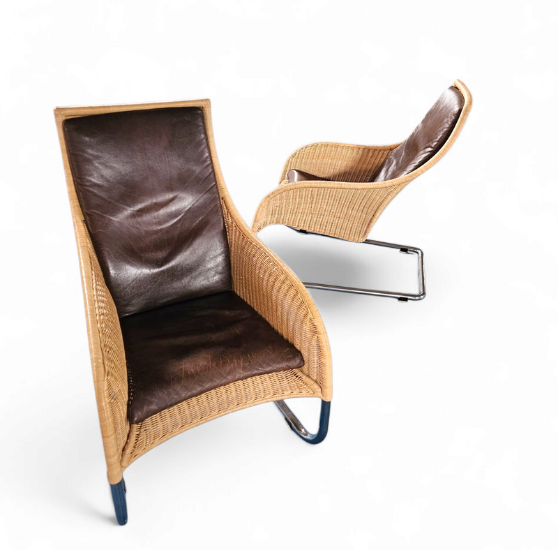 2 x Weighty rattan lounge chair 1990s