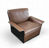 2 x Black Shell & brown Leather 620 Chair Programme Lounge Chair by Dieter Rams for Vitsoe, 1980s