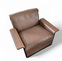 2 x Black Shell & brown Leather 620 Chair Programme Lounge Chair by Dieter Rams for Vitsoe, 1980s