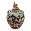 Large Famille Noir Chinese / porcelain ginger jar / hand painted / Mille Fleur