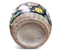 Large Famille Noir Chinese / porcelain ginger jar / hand painted / Mille Fleur