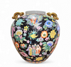 Large Famille Noir Chinese / porcelain ginger jar / hand painted / Mille Fleur