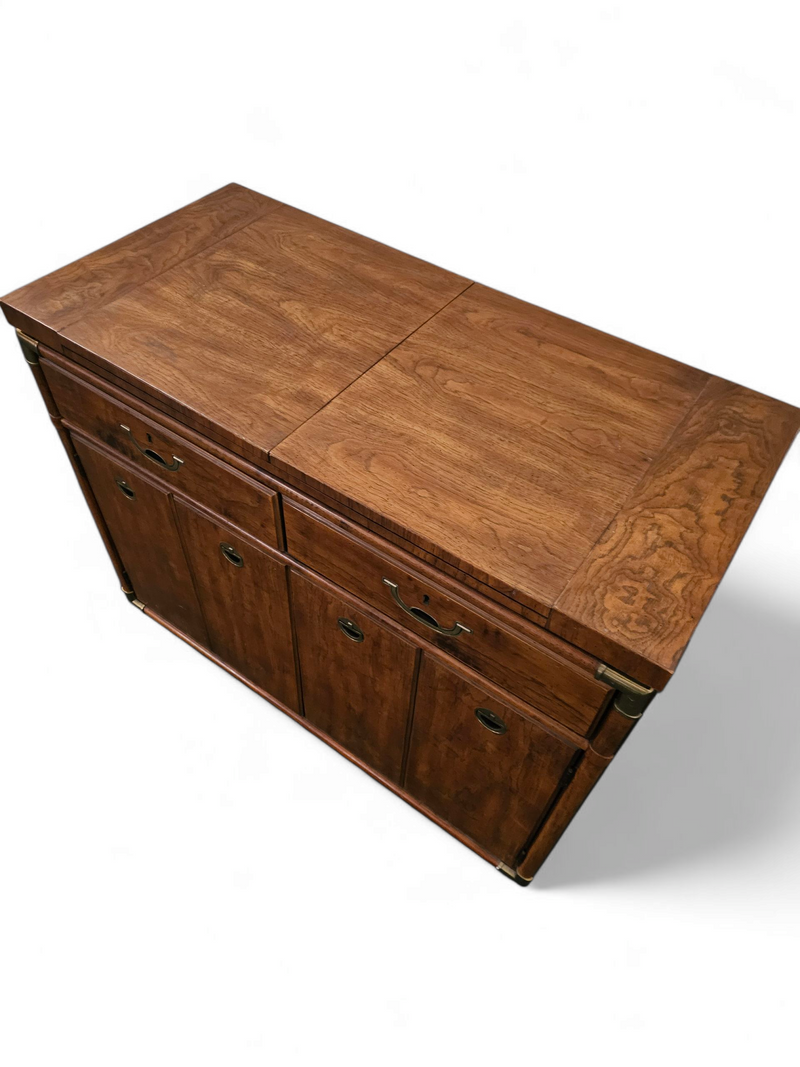 Vintage Drexel Accolade Campaign Server Dry Bar on Casters / Flip Top
1980s