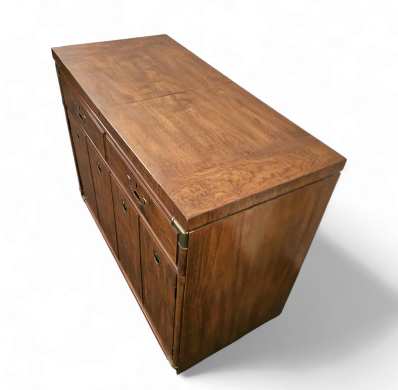 Vintage Drexel Accolade Campaign Server Dry Bar on Casters / Flip Top
1980s