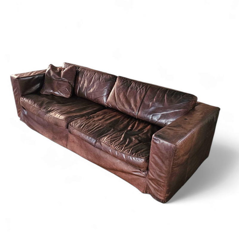 Massive / loose cover / brown leather / lounge sofa / 1970s/