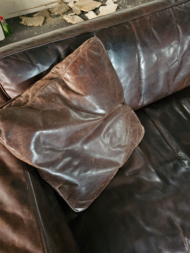 Massive / loose cover / brown leather / lounge sofa / 1970s/