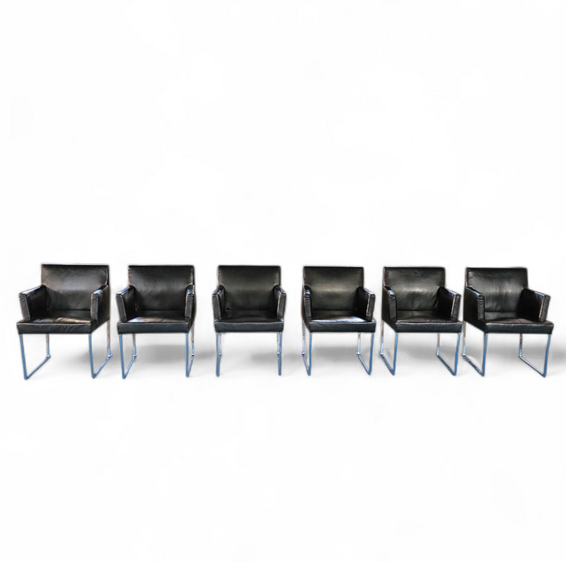 6 x Solo chair by Antonio Citterio for B&B Italia / Black leather