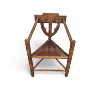 Carved Swedish Monk Chairs
Style attributed to Bernhard Hoettger
Made in Sweden / 1940s