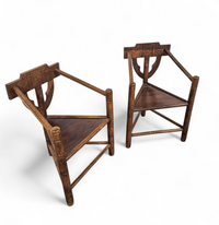 Carved Swedish Monk Chairs
Style attributed to Bernhard Hoettger
Made in Sweden / 1940s