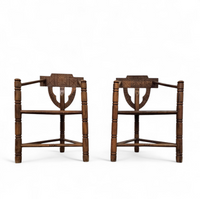 Carved Swedish Monk Chairs
Style attributed to Bernhard Hoettger
Made in Sweden / 1940s