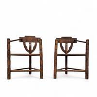 Carved Swedish Monk Chairs
Style attributed to Bernhard Hoettger
Made in Sweden / 1940s