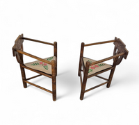 Carved Swedish Monk Chairs
Style attributed to Bernhard Hoettger
Made in Sweden / 1940s