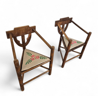 Carved Swedish Monk Chairs
Style attributed to Bernhard Hoettger
Made in Sweden / 1940s