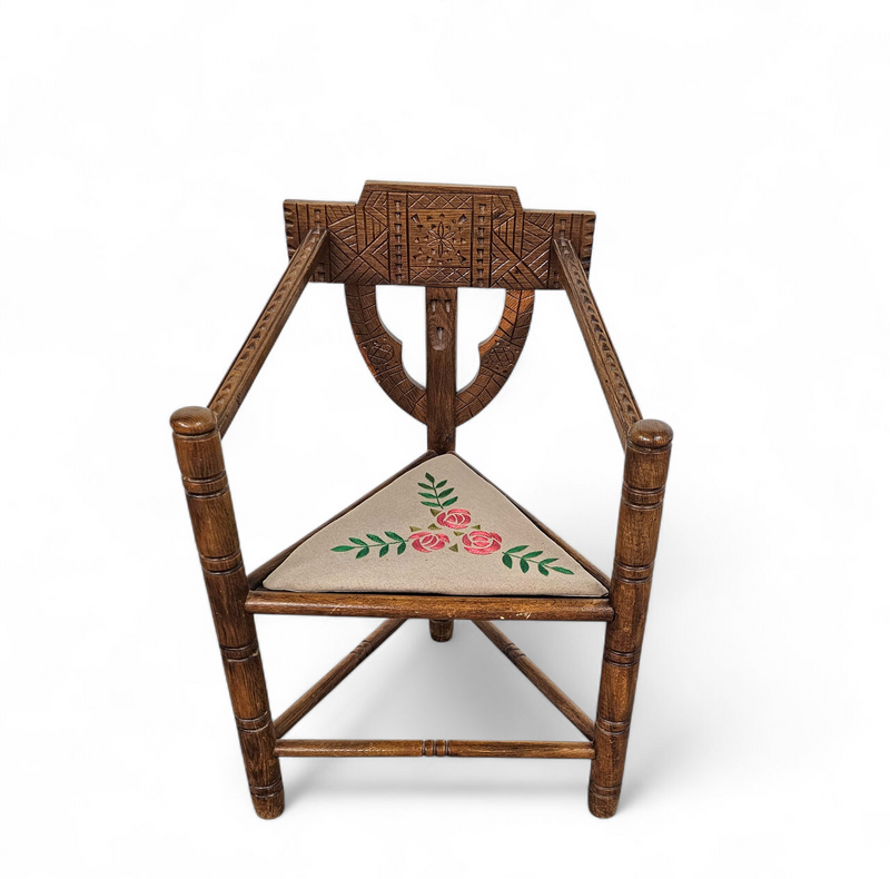 Carved Swedish Monk Chairs
Style attributed to Bernhard Hoettger
Made in Sweden / 1940s
