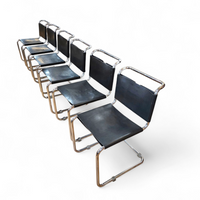6 x early Spoleto chairs / Gavina - Knoll / black leather / good condition / 1970s