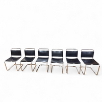 6 x early Spoleto chairs / Gavina - Knoll / black leather / good condition / 1970s