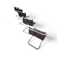 6 x early Spoleto chairs / Gavina - Knoll / black leather / good condition / 1970s